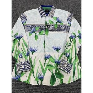 Barabas Men's Large Floral Print Long Sleeve Button Down Shirt